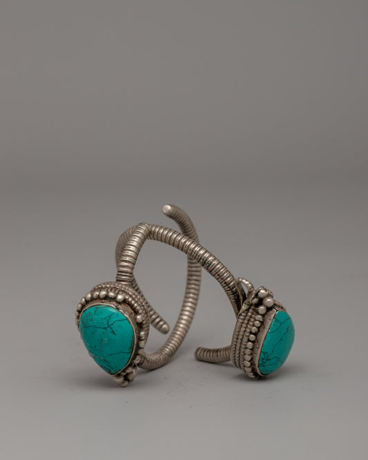 Tibetan Silver Earrings with Turquoise