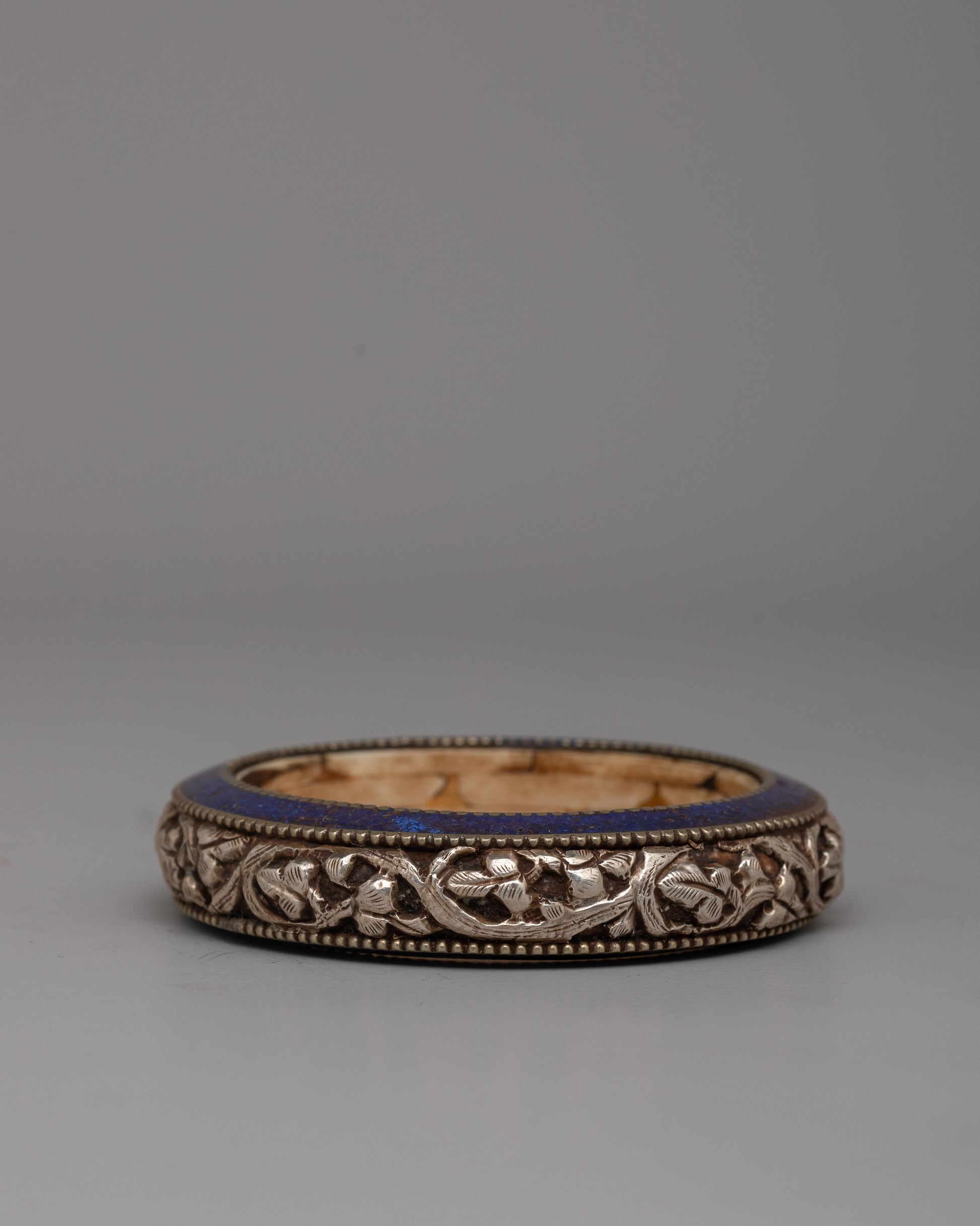 Silver Bangle with Lapis Lazuli