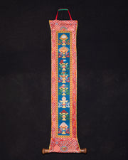 Tibetan Brocade with Eight Auspicious Symbols for Altars and Spiritual Spaces
