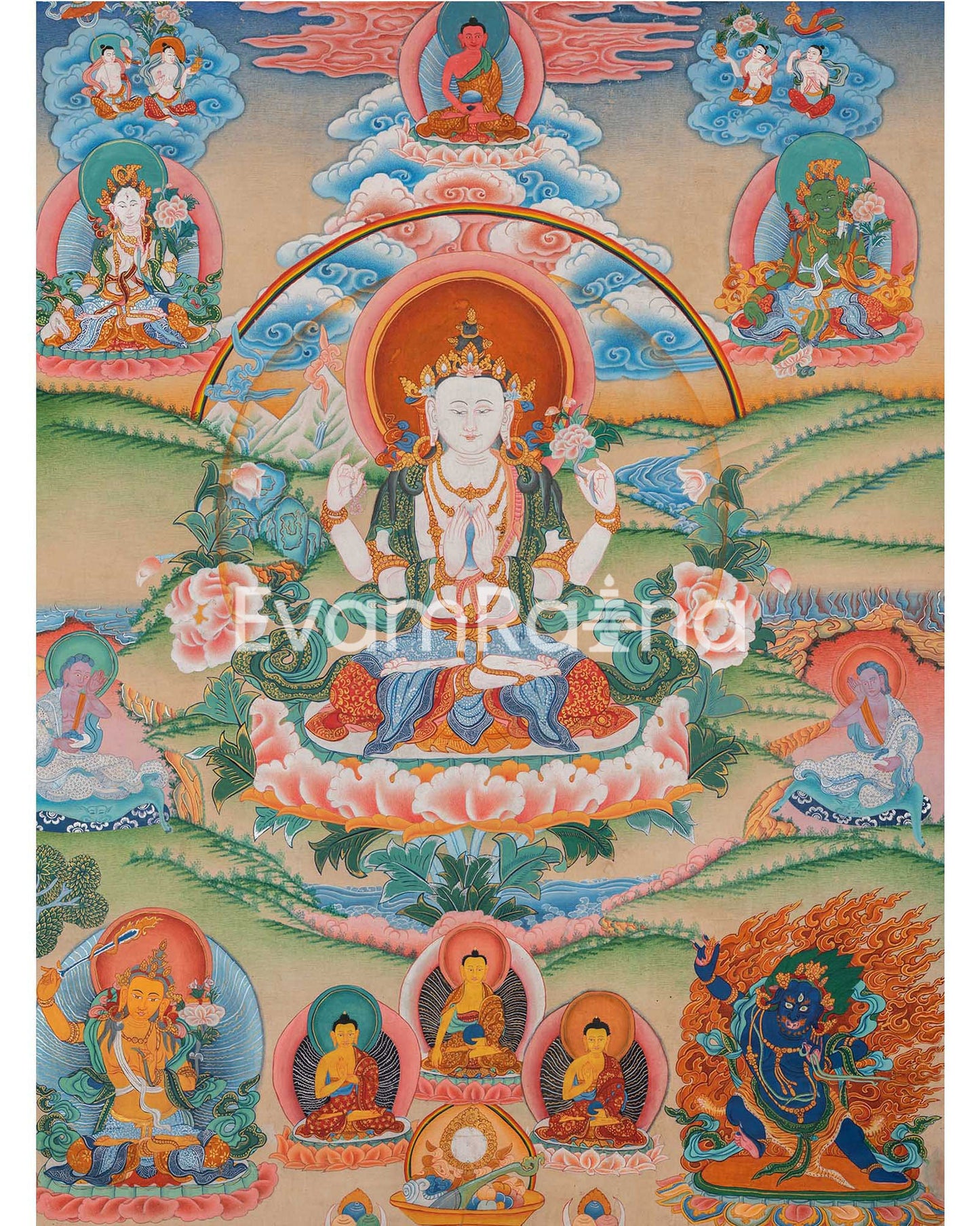 Brocade Chengrezig Thanka