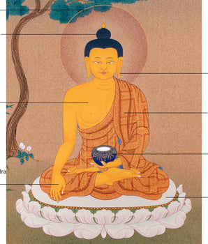 Buddha Shakyamuni under A Tree: Tibetan Thangka