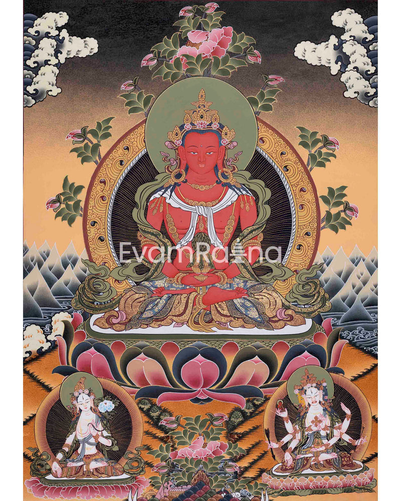 Buddha Amitayus Painted Thangka 