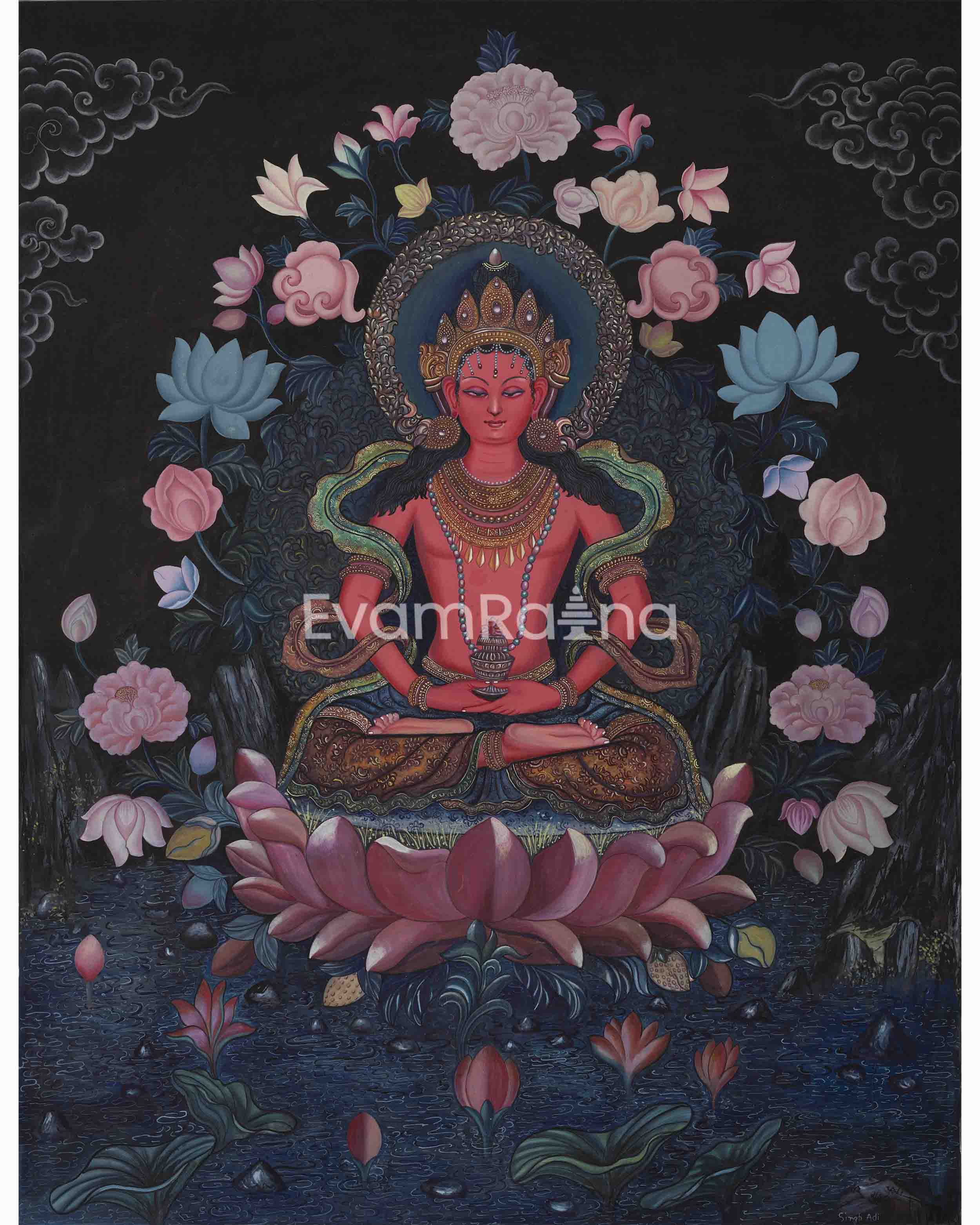 Buddha Amitayus Print | Newari Thangka Art | Wall Hanging Decors
