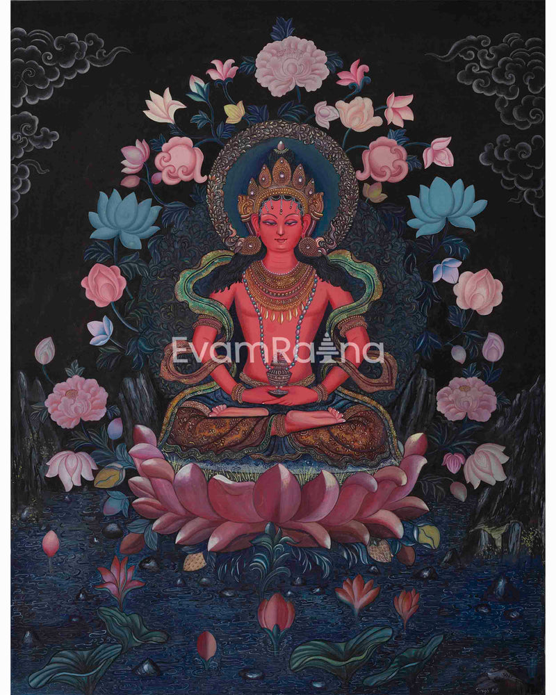 Buddha Amitayus Print | Newari Thangka Art | Wall Hanging Decors