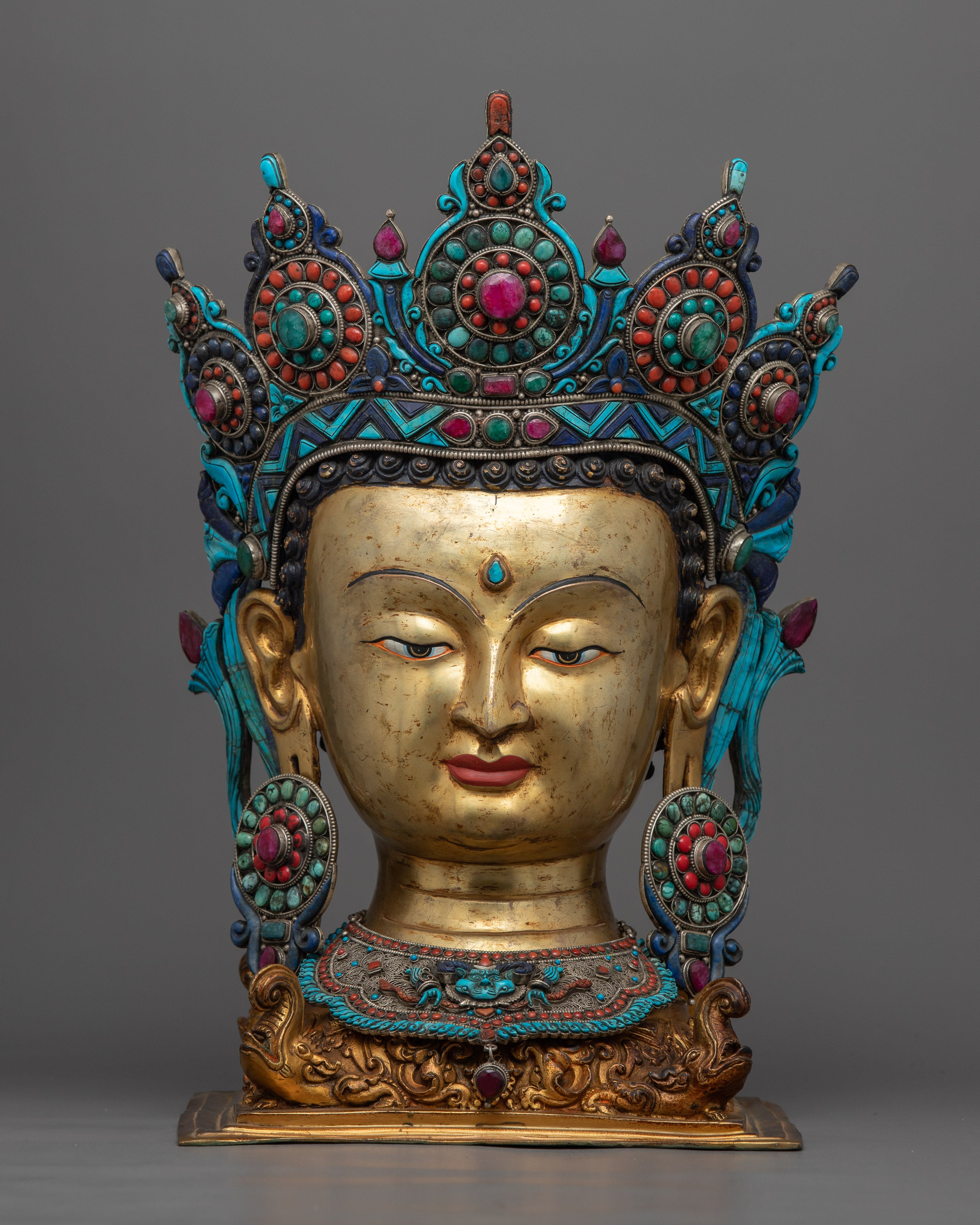 Golden Buddha Head Statue
