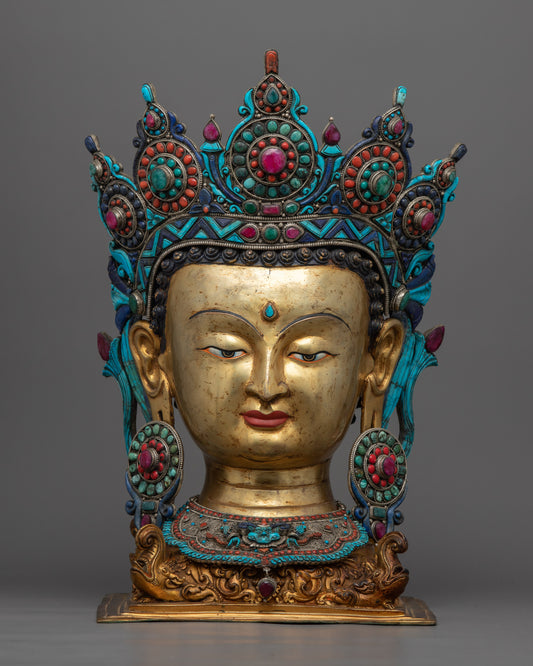 Golden Buddha Head Statue