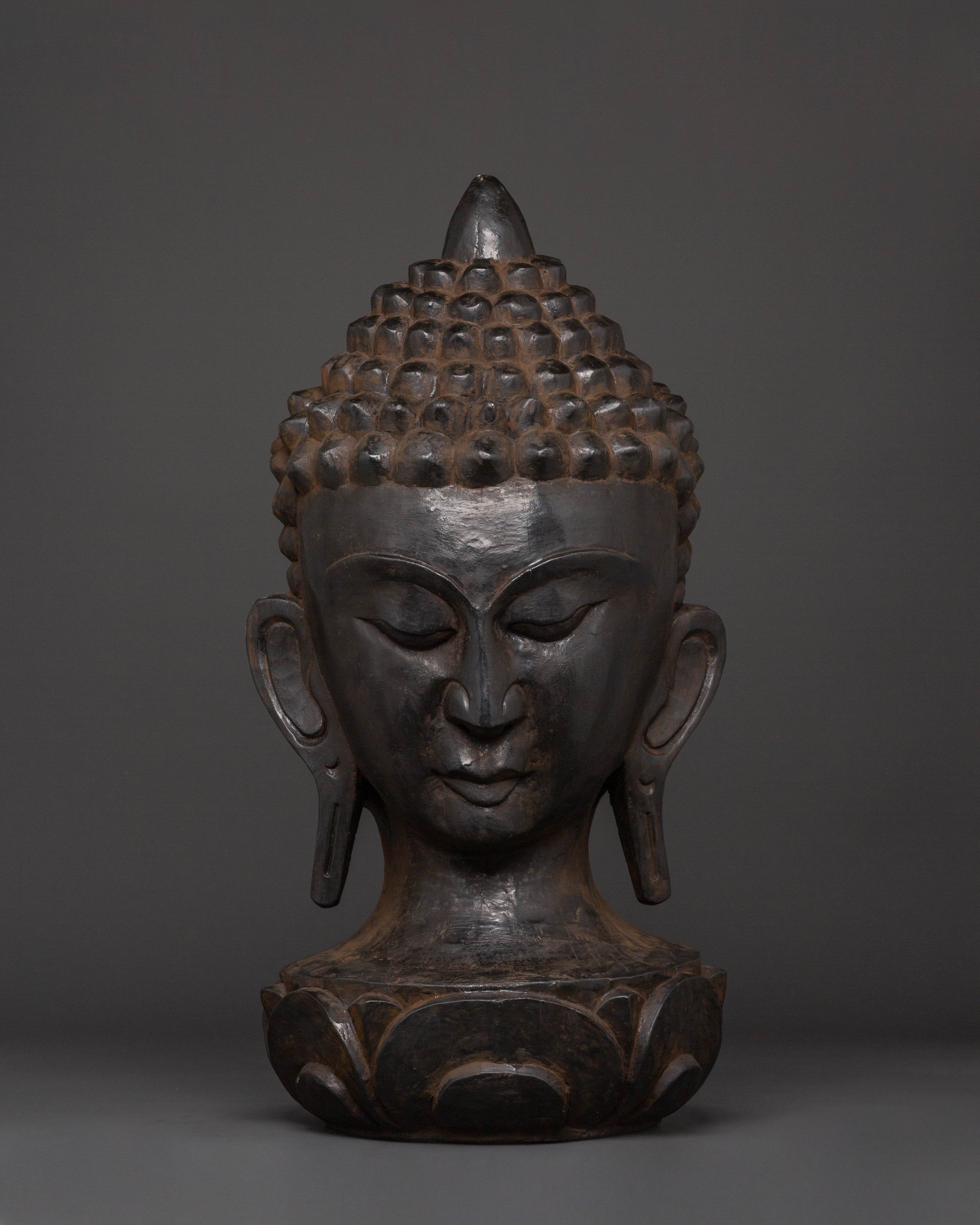 Wooden Buddha Head Decor