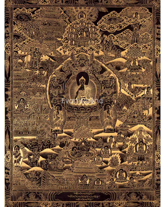 Gold Style Buddha Life Story Thangka