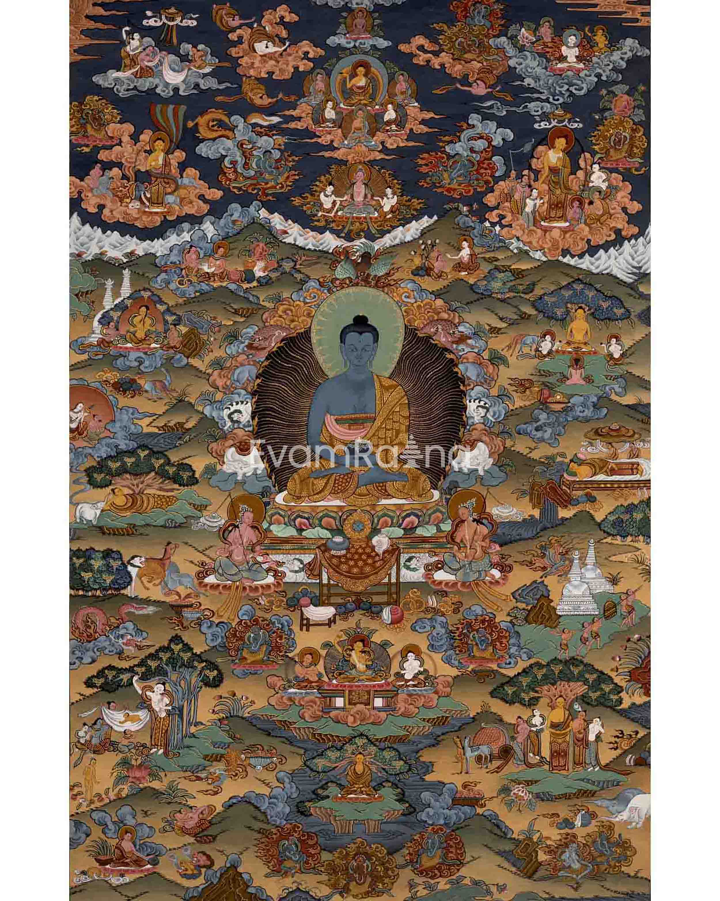 Original Hand-Painted Buddha Life Story Thangka