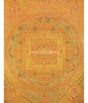 Shakyamuni Buddha Mandala Thangka with Pure 24k Golden Embellishment