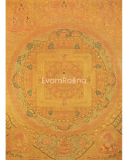 Shakyamuni Buddha Mandala Thangka with Pure 24k Golden Embellishment