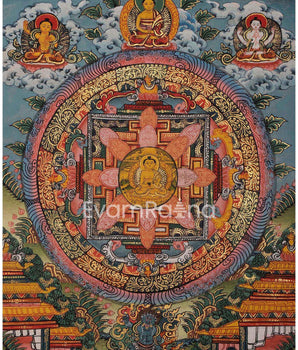 Buddha Mandala Thangka with Boddhisattavas | Himalayan Religious Painting