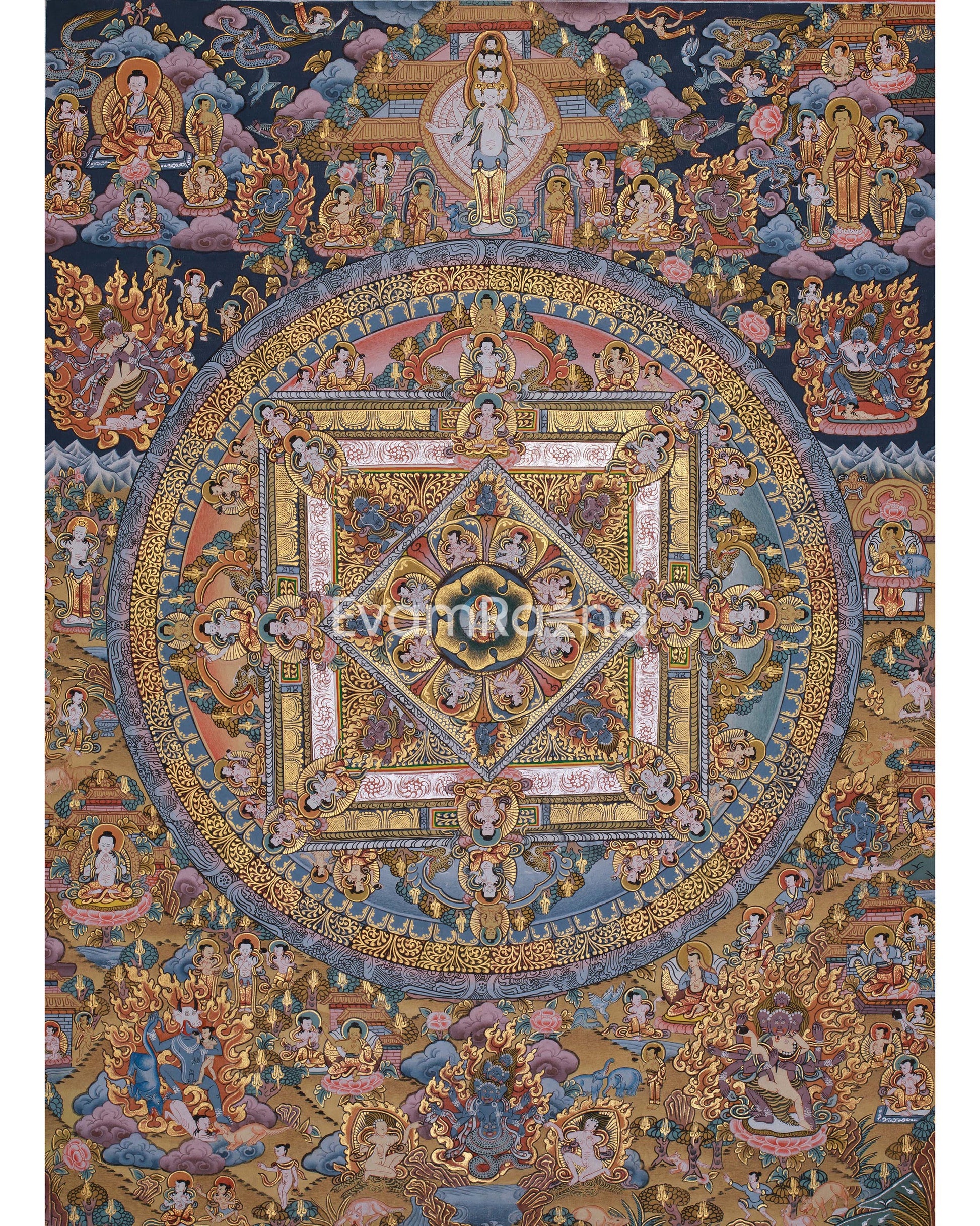 Buddha Mandala With Gold and Silver 