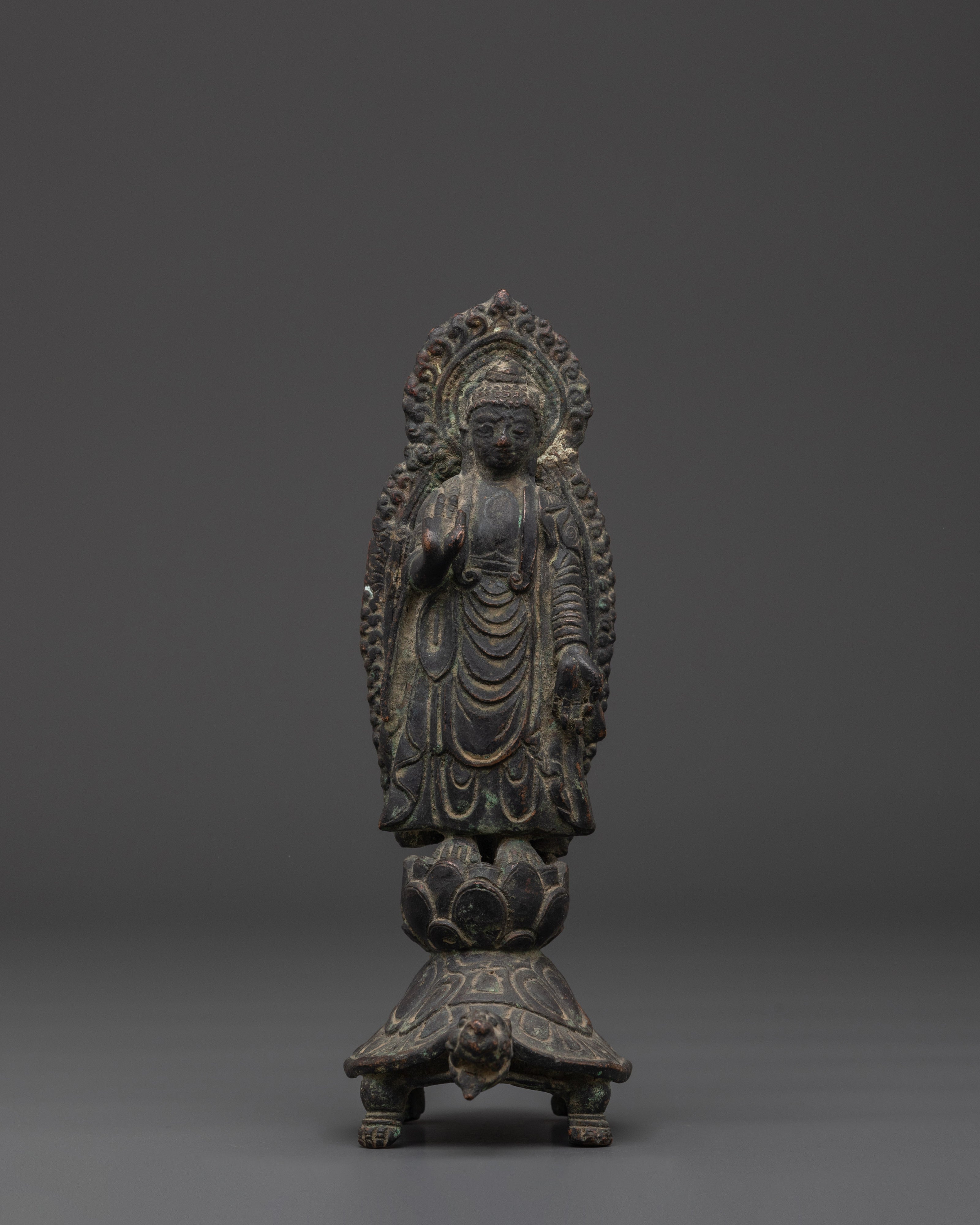 Buddha on Turtle | Spiritual Copper Sculpture