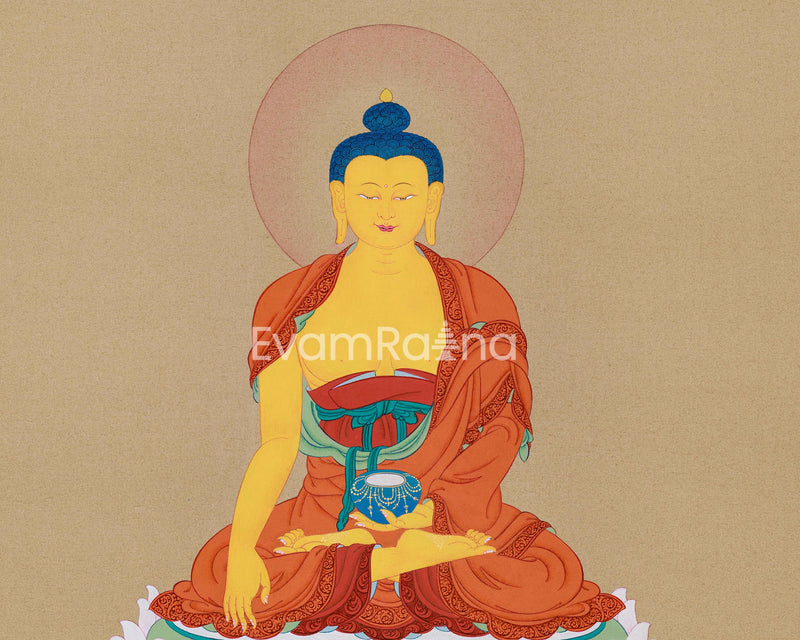 Refined Minimalist Dhyani Buddha Shakyamuni - The Awakened One Thangka