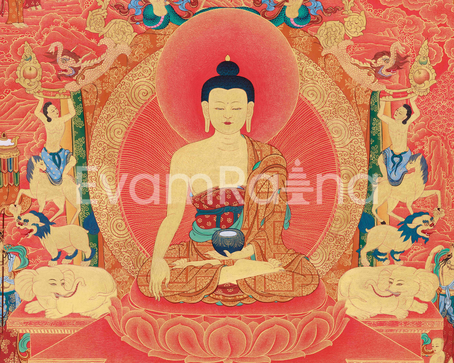 Siddhartha Gautama Buddha Thangka | The Enlightened One in Radiant Golden Splendor