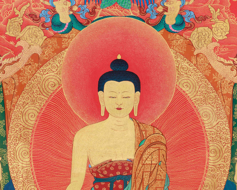 Siddhartha Gautama Buddha Thangka | The Enlightened One in Radiant Golden Splendor