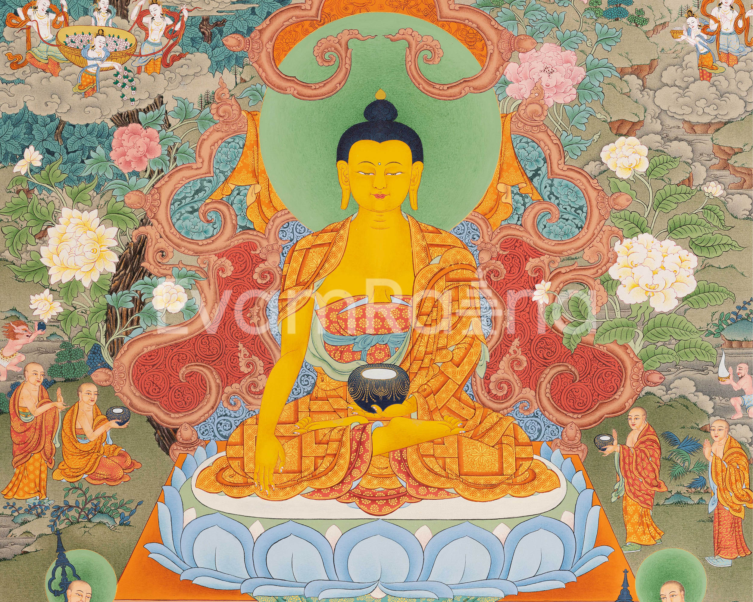 Tibetan Shakyamuni Buddha Thangka | Hand Painted Art for Meditation