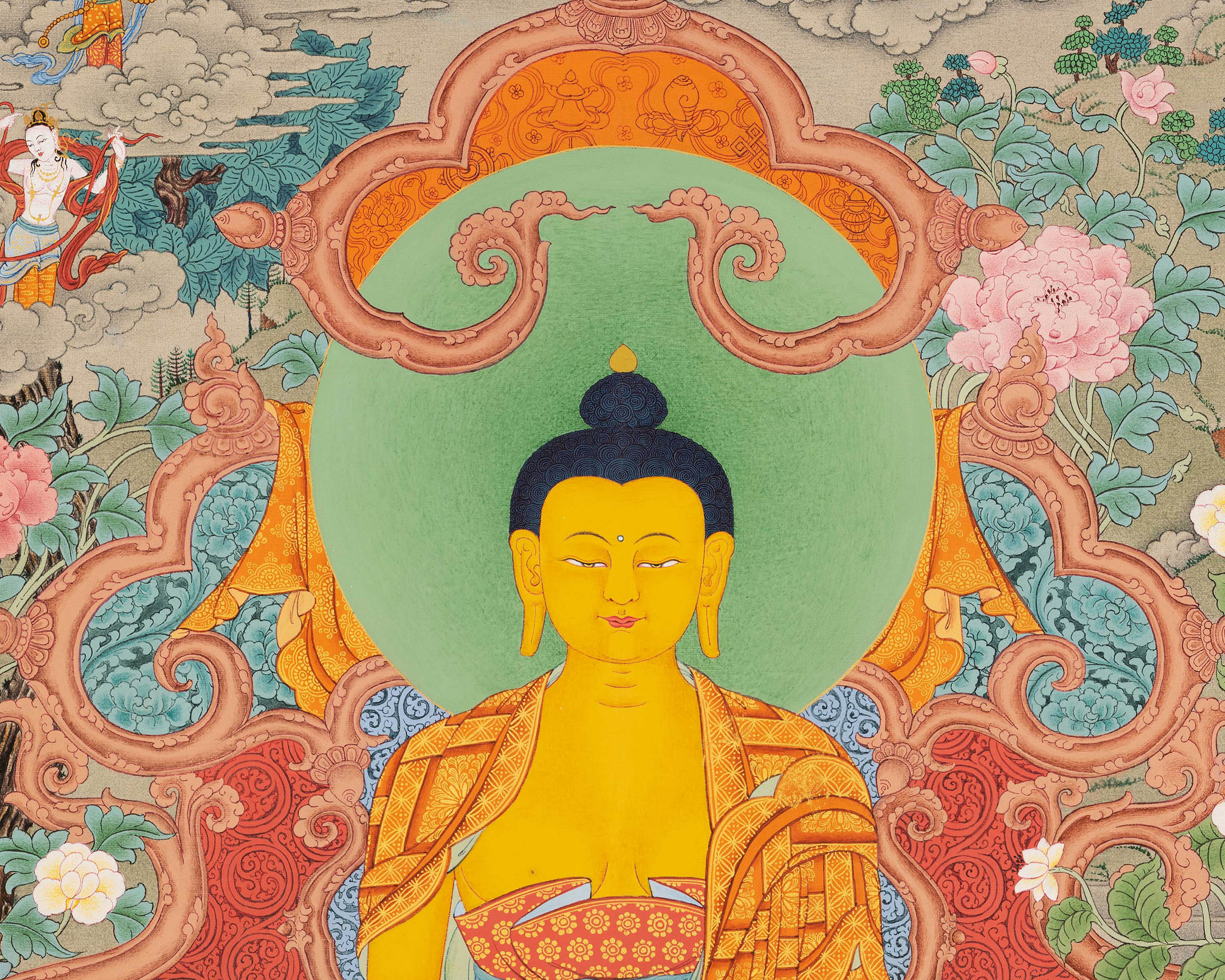 Tibetan Shakyamuni Buddha Thangka | Hand Painted Art for Meditation