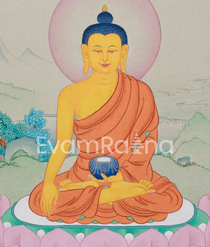 Buddha Shakyamuni Mini Thangka | Enlightenment & Peaceful Energy Art