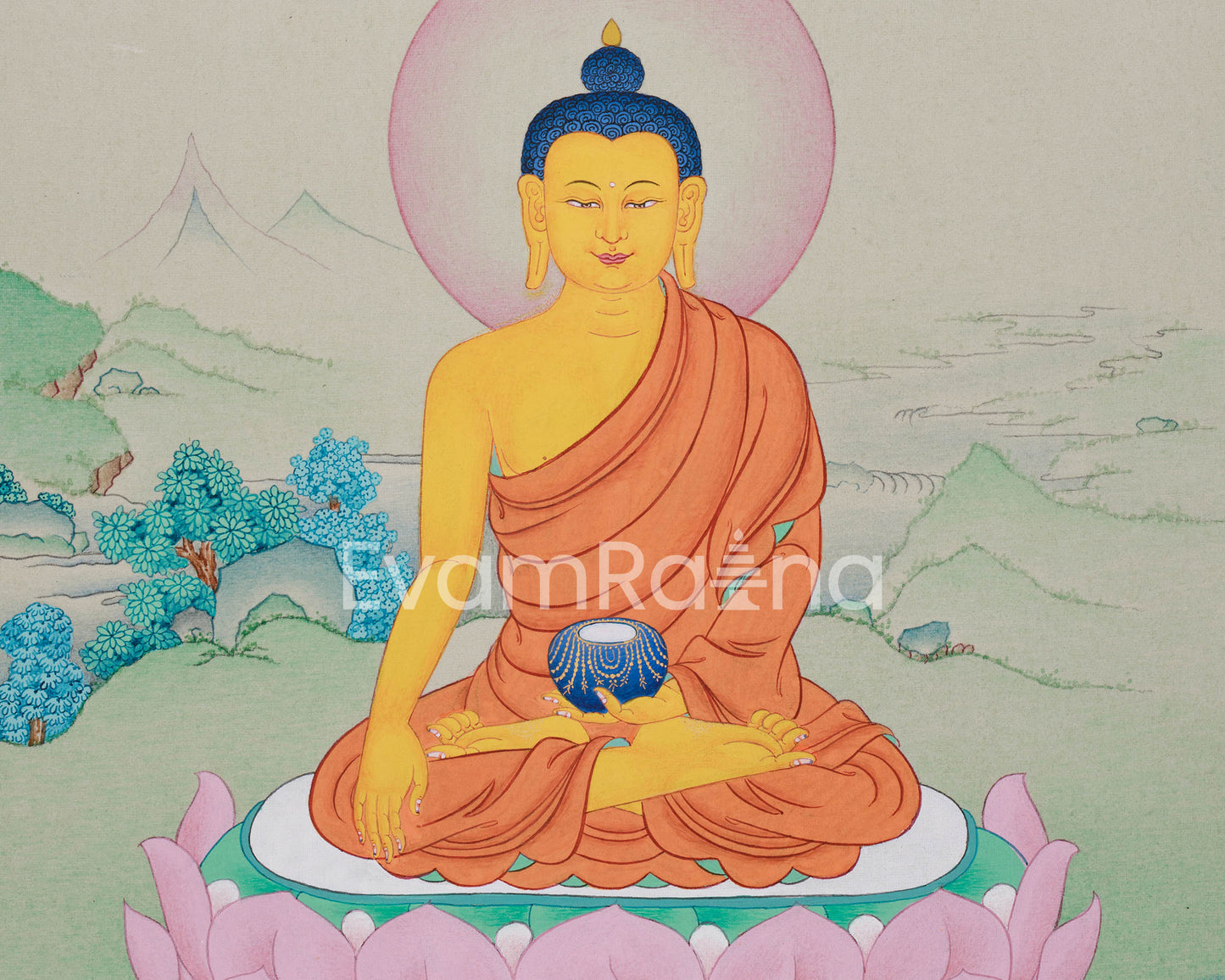 Buddha Shakyamuni Mini Thangka | Enlightenment & Peaceful Energy Art