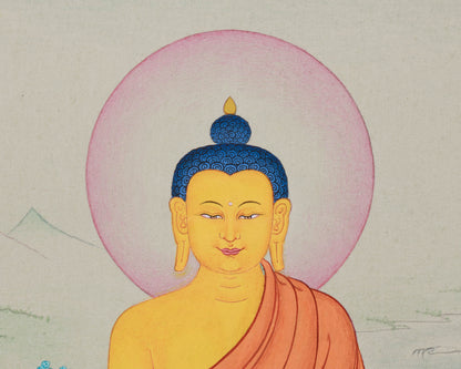 Buddha Shakyamuni Mini Thangka | Enlightenment & Peaceful Energy Art