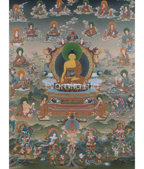 Buddha Shakyamuni -16 Arhat Thangka Print, Tibetan Thangka Print, Digital Print