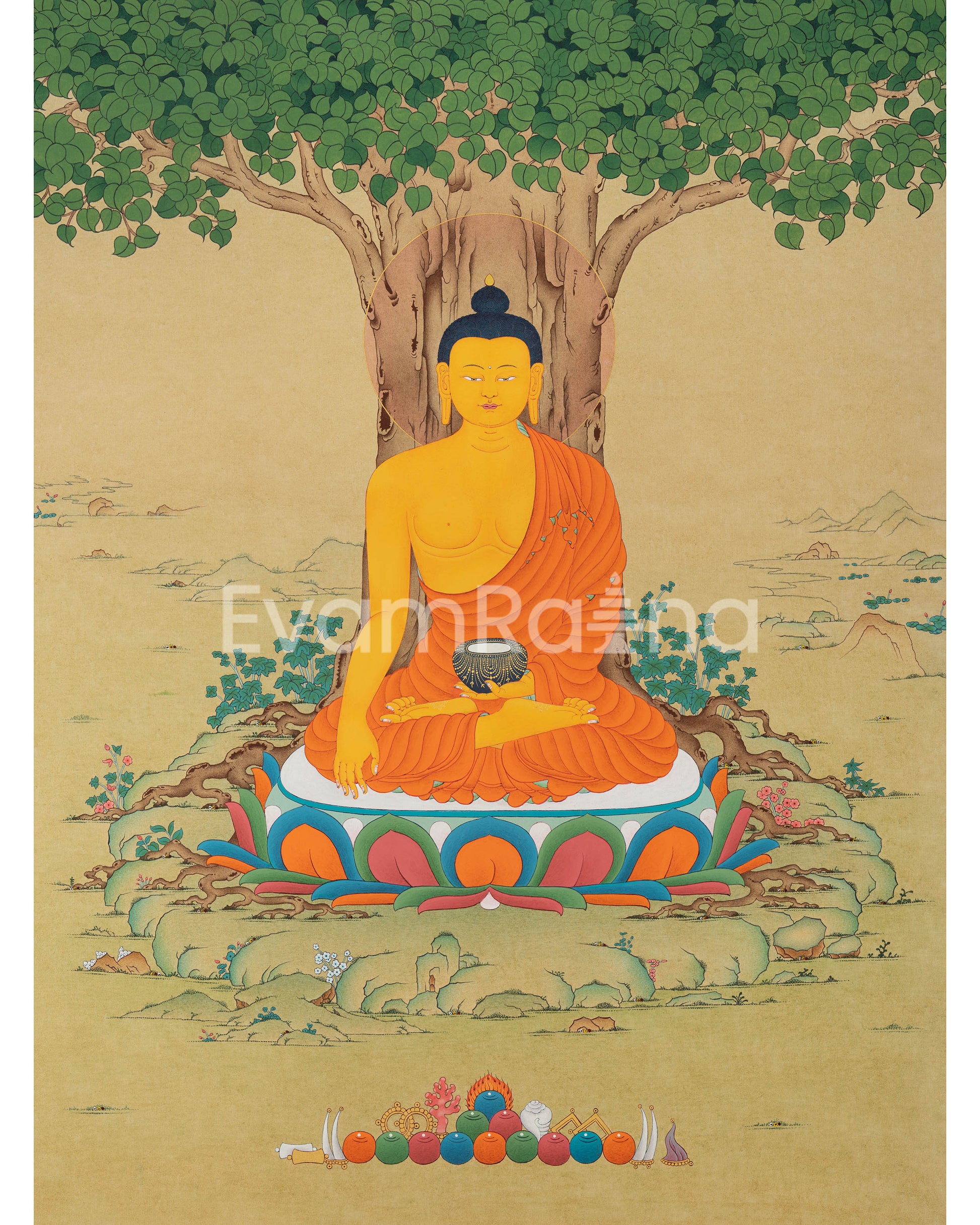 The Enlightened Shakyamuni Buddha Under The Bodhi Tree 