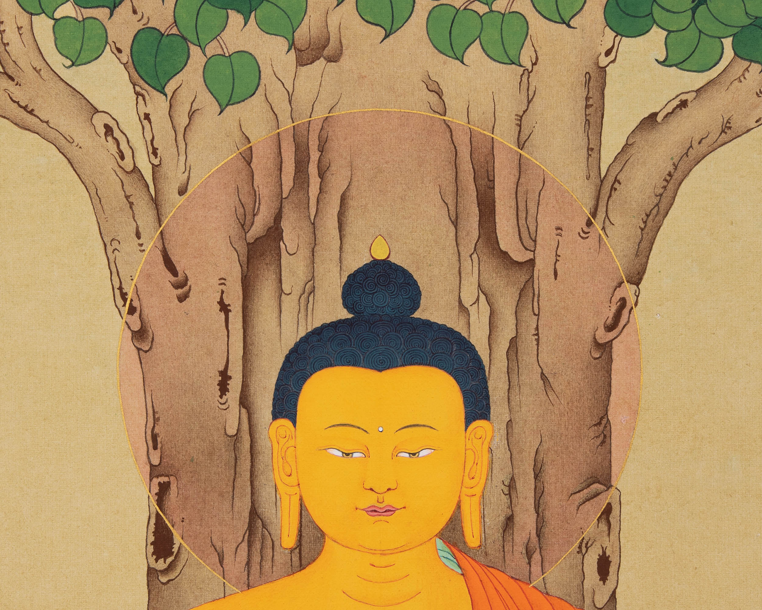 The Enlightened Shakyamuni Buddha Under The Bodhi Tree | Spiritual Giclee Canvas Print