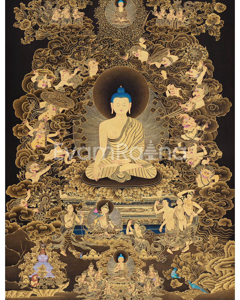 Shakyamuni Buddha and Mara Demon Thangka