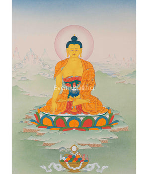 Hand-Painted Shakyamuni Buddha Thangka Print for Spiritual Awakening