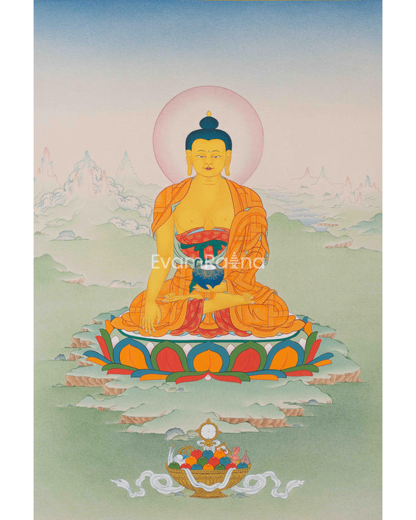 Hand-Painted Shakyamuni Buddha Thangka Print for Spiritual Awakening