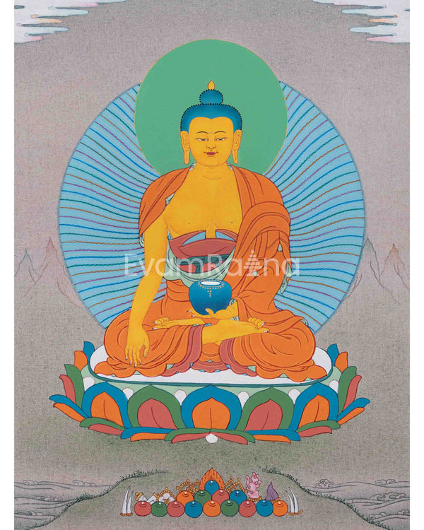 Siddhartha Gautama Buddha's Hand Painted Artwork | Shakyamuni Buddha Meditative Thangka | Wall Decorations