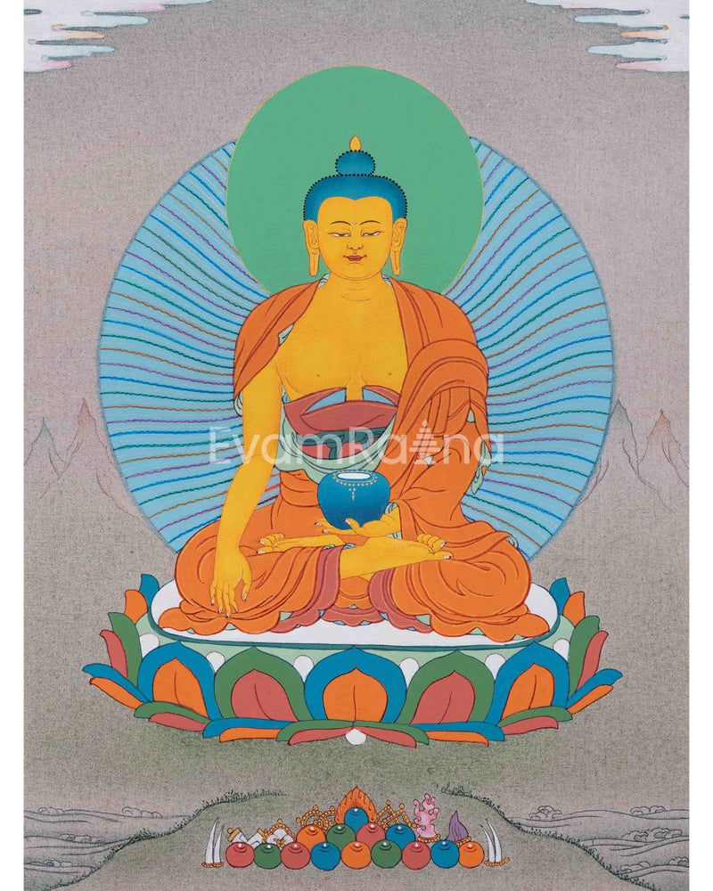 Siddhartha Gautama Buddha's Hand Painted Artwork | Shakyamuni Buddha Meditative Thangka | Wall Decorations