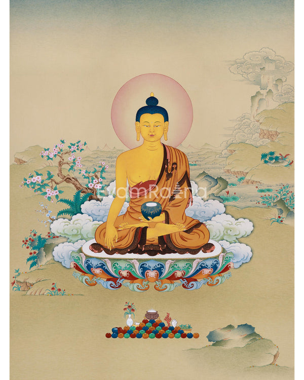 Shakyamuni Thangka painted in Lhasa Stone