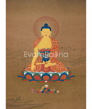 Buddhist Thangka of  Enlightened Shakyamuni Buddha