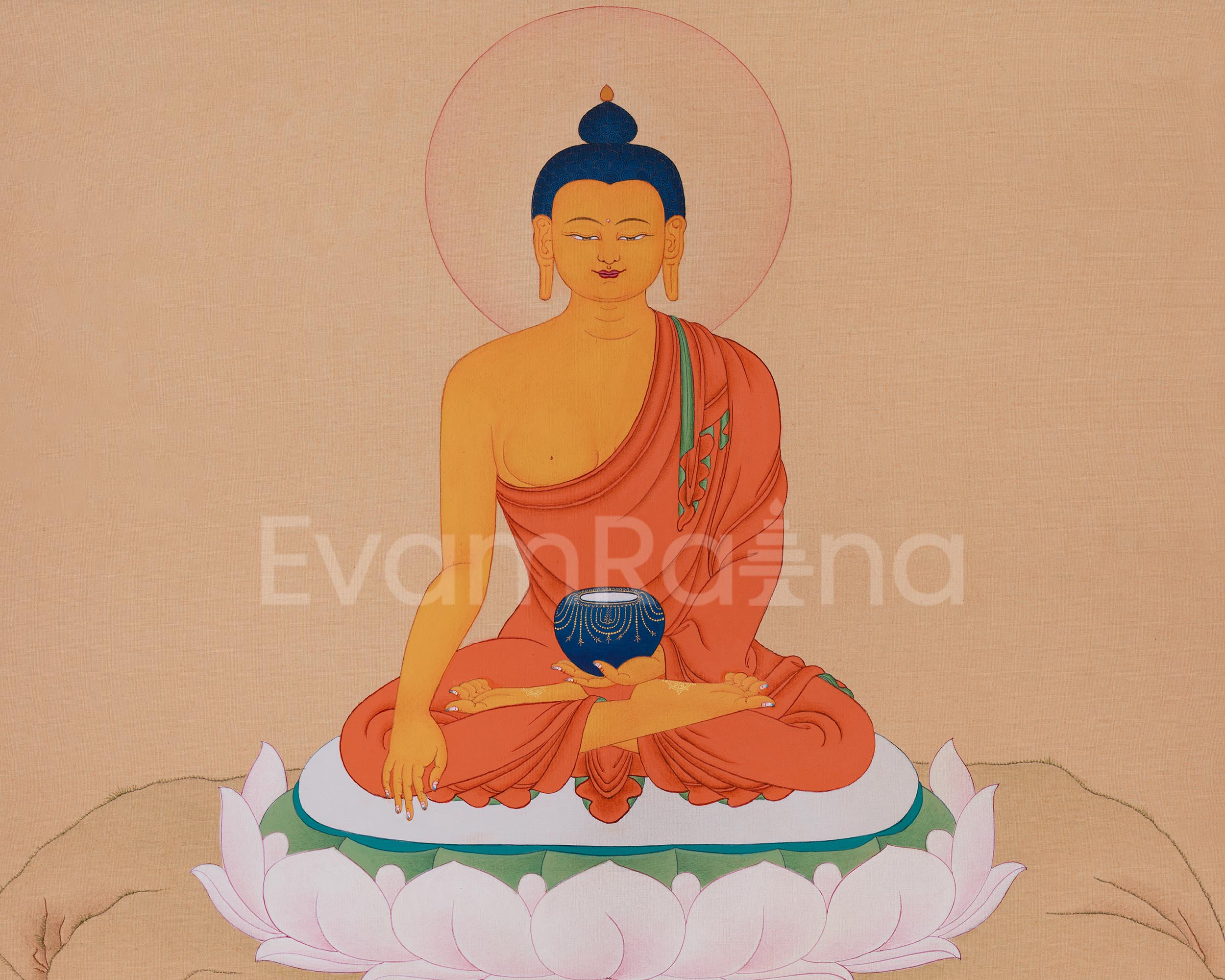 Namo Gautama Buddha | Minimal Thangka Painting