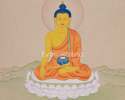 Peaceful Shakyamuni Buddha Art | Buddhist Thangka for Meditation and Enlightenment