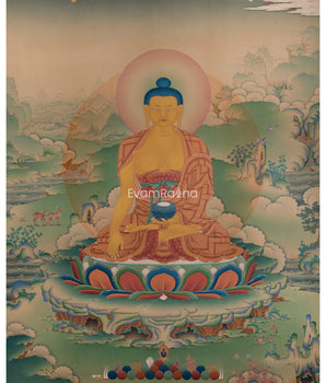 Exquisite Shakyamuni Buddha Thangka Print | Timeless Buddha Canvas For Wall Hanging | Gift Ideas