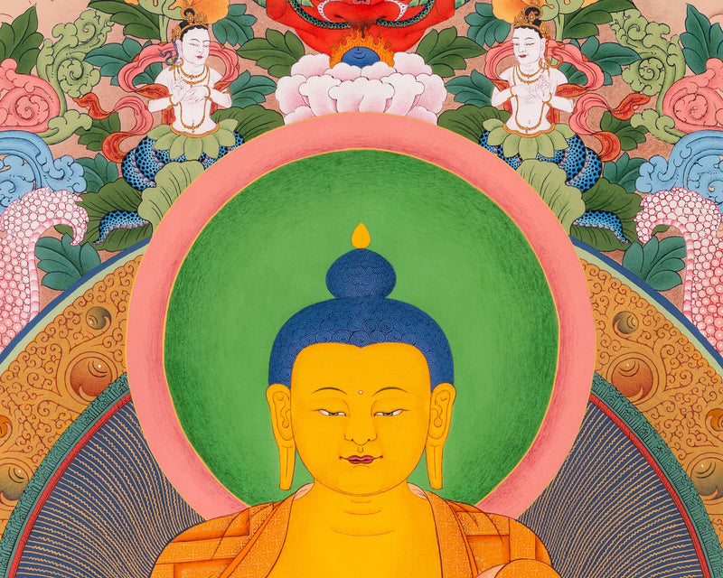 Buddha Shakyamuni with Manjushri and Maitreya Buddha Thangka