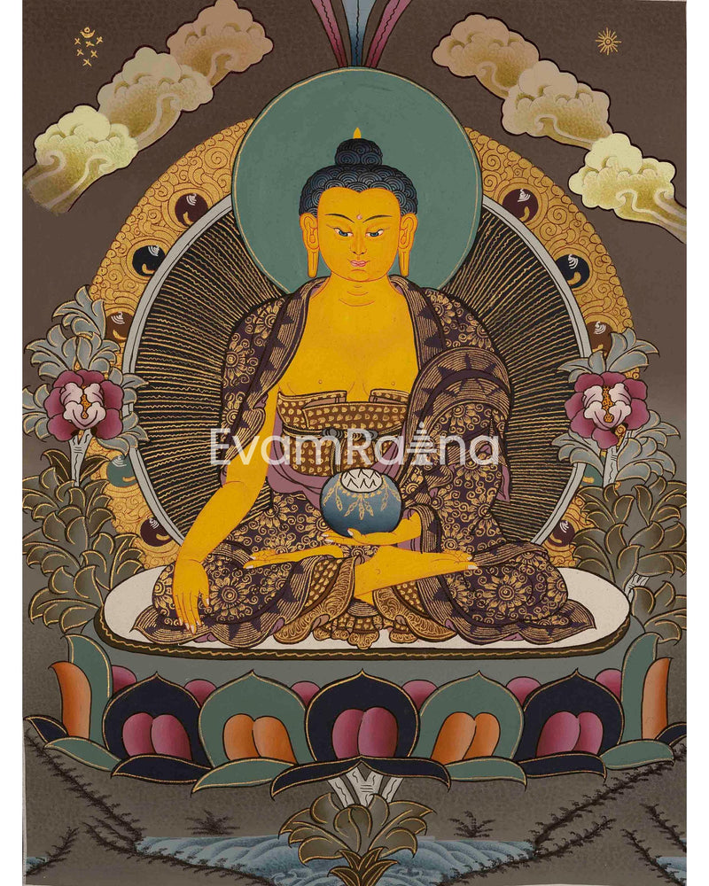 Traditional Hand-Painted Shakyamuni Buddha Thangka | Buddhist Religious Painting