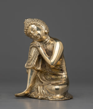 Buddha Resting on Knee | Handcrafted Statue with Buddha in Resting Pose