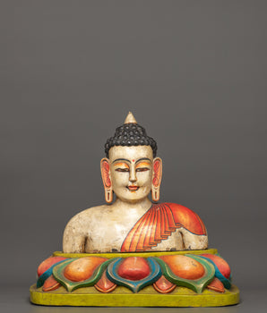 Handcrafted Wooden Buddha Head Statue | Peace and Enlightenment Art