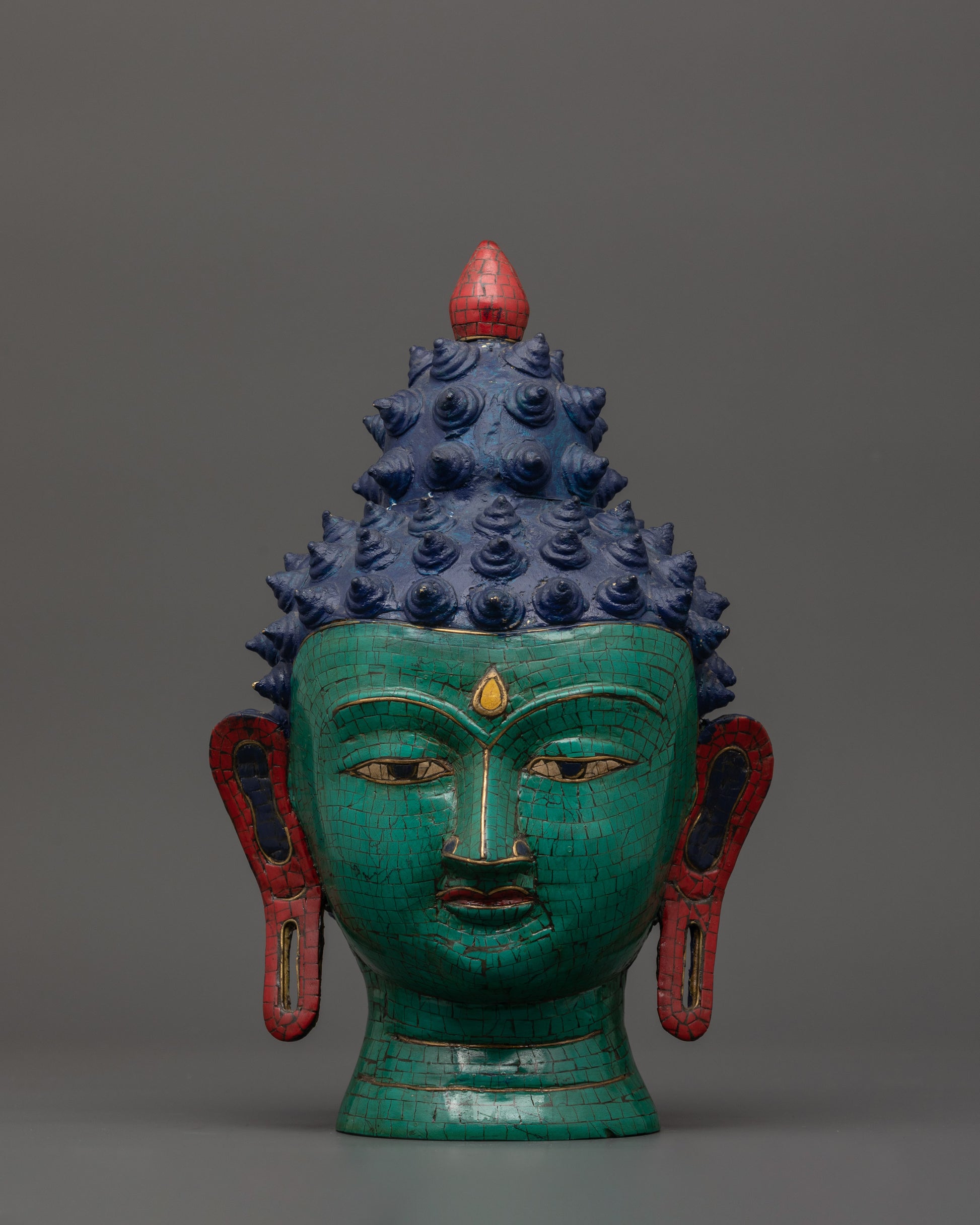 Large Brass Buddha Head Statue