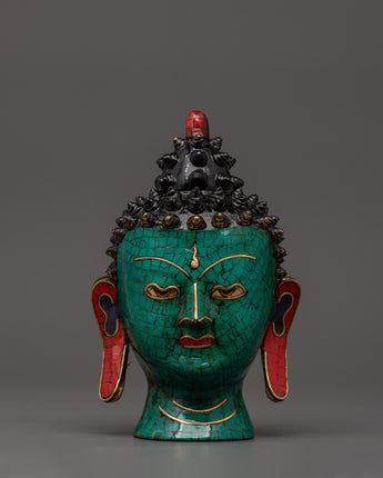 Buddha Head Brass Sculpture