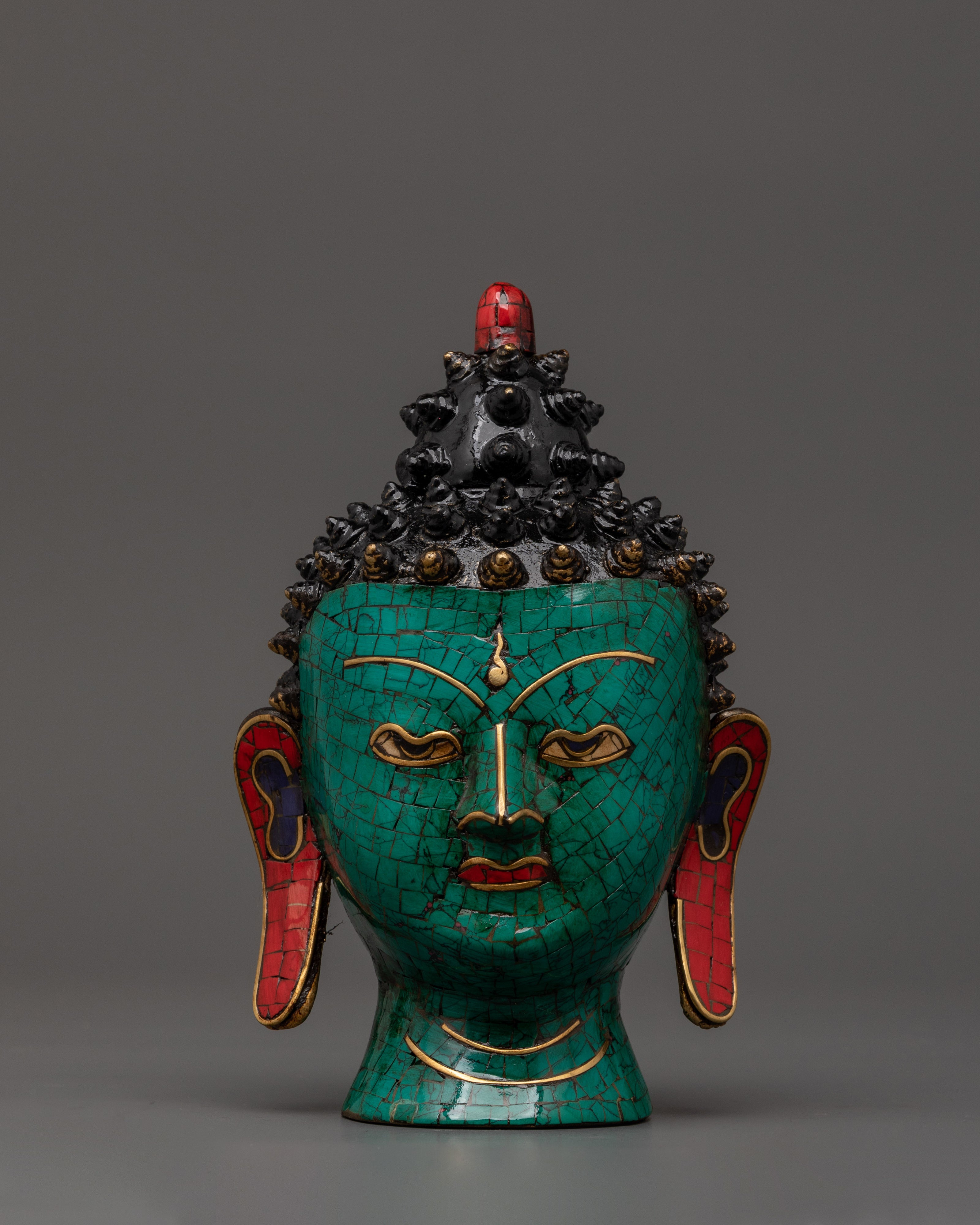 Buddha Head Brass Sculpture