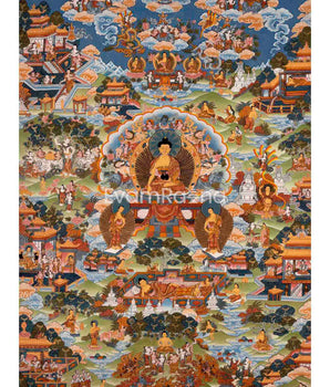 Buddha life Story Vintage Thangka