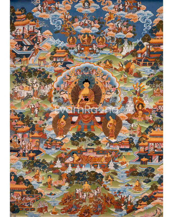 Buddha life Story Vintage Thangka