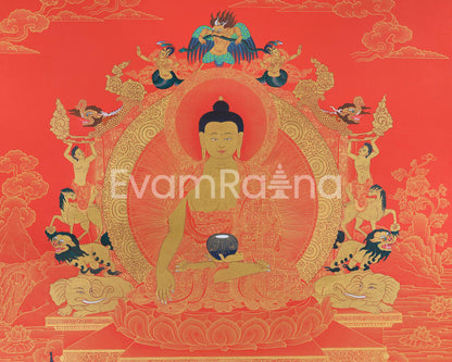 The Historical Buddha Shakyamuni | A Gold Thangka of Timeless Wisdom