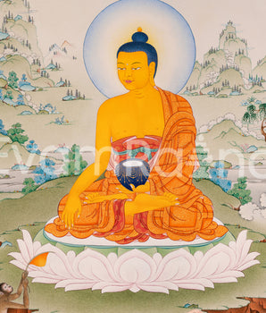 Siddhartha Gautama Digital Print Artwork | Buddha Shakyamuni on Canvas | Thangka Print for Spiritual Awakening